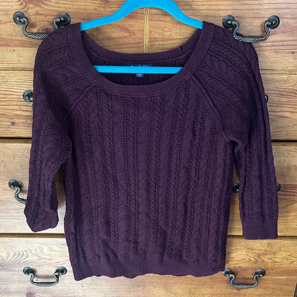 Cable Knit Sweater - Deep Purple